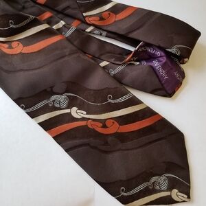 ❗1960s Givenchy Silk Brown Orange Rope Chain Detail Dress Tie❗